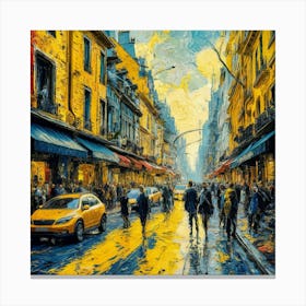Urban Street Van Gogh Style Wall Art, Print Canvas Print