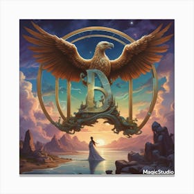 Mystical Eagle with the symbol D Canvas Print