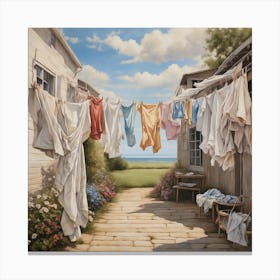 Laundry On The Line Canvas Print