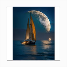 Sailboat At Night Canvas Print