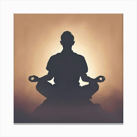 Silhouette Of A Man Meditating Canvas Print