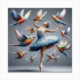 Ballet Dancer With Birds 2 Canvas Print