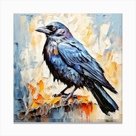 Crow painting in oil paint 3 Canvas Print