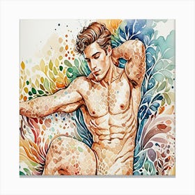 the naked man stretched Canvas Print
