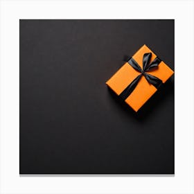Gift Box On Black Background 1 Canvas Print
