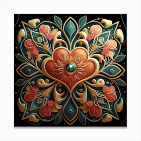 Abstract art of exotic flowers with vibrant abstract hearts in their designs, hearts, 16 Canvas Print