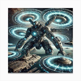 A Sci Fi Scene Featuring Orbitron, The Cosmic Enfo Canvas Print