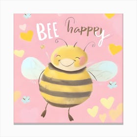 Bee Happy Watercolour Nursery Canvas Print