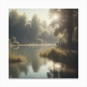 Sunrise Over A Lake 9 Canvas Print