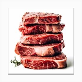 Beef Steaks On White Background Canvas Print