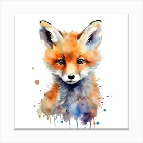 Fox Watercolor Painting Canvas Print