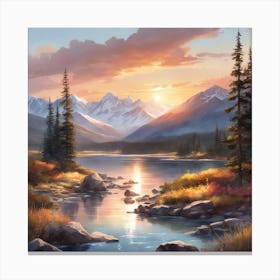 Sunset In The Mountains Canvas Print