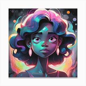 Girl With Colorful Hair Canvas Print