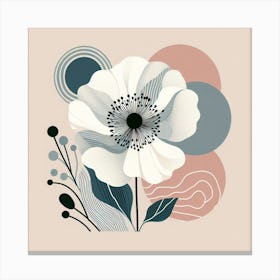 Scandinavian style, Large white poppy flower 1 Canvas Print