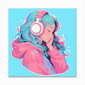 Anime Girl With Headphones Canvas Print