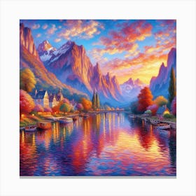 Sunset By The River Canvas Print