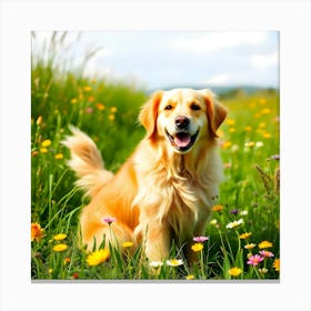 Golden Retriever In The Meadow Canvas Print