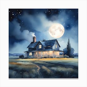 House At Night 1 Canvas Print