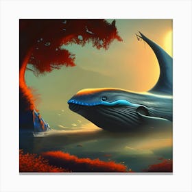 Whales In The Sea Canvas Print