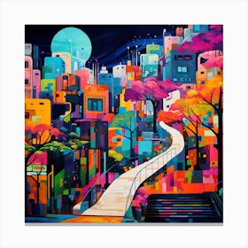 Cityscape By Person Canvas Print