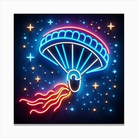 Neon Parachute In Space Canvas Print