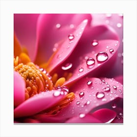 Pink Flower With Water Droplets Canvas Print