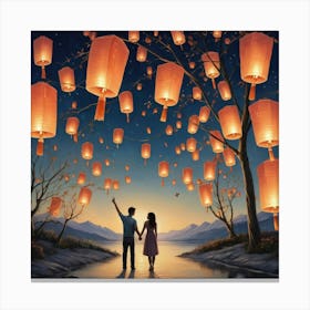 Lanterns In The Sky art print 2 Canvas Print