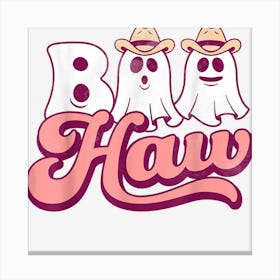 Retro Groovy Boo Haw Western Cowboy Cowgirl Ghost Halloween Canvas Print