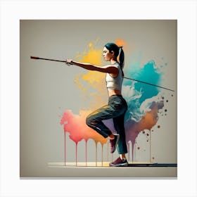 Girl With A Pole - Martial Arts - Bo Staff Canvas Print