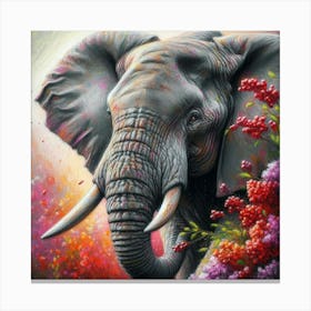 Elephant With Berries Canvas Print