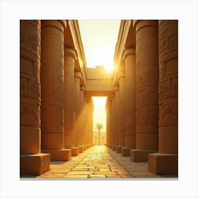 Majestic Temple Of Karnak Bathed In Golden Sunlight 1 Canvas Print