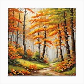 Forest In Autumn In Minimalist Style Square Composition 352 Canvas Print