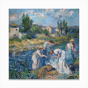 Van Gogh Style: Laundry Day on the Rhone Series Canvas Print