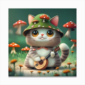 Cat With Guitar Canvas Print