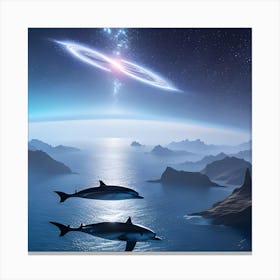 Dolphins In Space Canvas Print