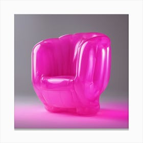 Furniture Design, Tall Armchair, Inflatable, Fluorescent Viva Magenta Inside, Transparent, Concept P (3) Canvas Print