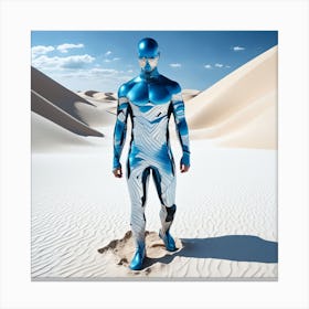 Blue Man In Desert Canvas Print