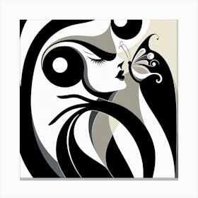 Minimalism Abstract Portrait with Butterfly Canvas Print