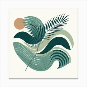 Scandinavian style, Green waves of palm leaf 2 Canvas Print