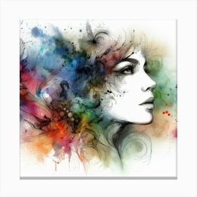 Watercolor Portrait Of A Woman Canvas Print