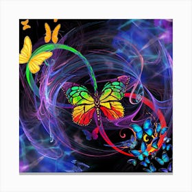  Butterflies And Swirls Canvas Print