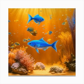 Blue Fishes In The Sea 1 Canvas Print