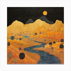 Yayoi Kusama Inspired Landscape in Earth Tones Canvas Print