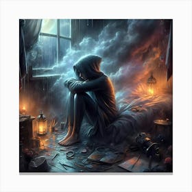 Sad Girl In A Room Canvas Print