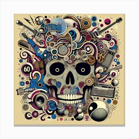 Skull 60's  Collage Canvas Print