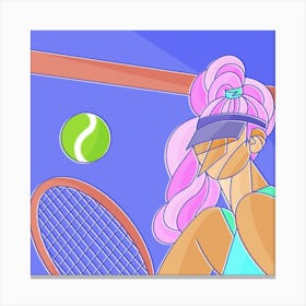 Tennis Girl Square Canvas Print