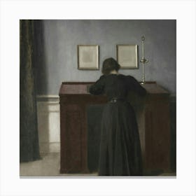 Woman At A Desk Canvas Print