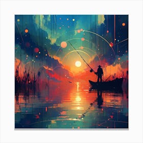 Sunset Fishing, A Moody Environmental Concept Art Canvas Print