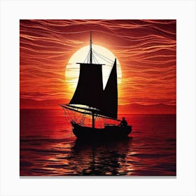 Sailboat At Sunset 24 Canvas Print