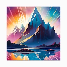Abstract Mountain Landscape Watercolor splash Monochromatic 1 Canvas Print
